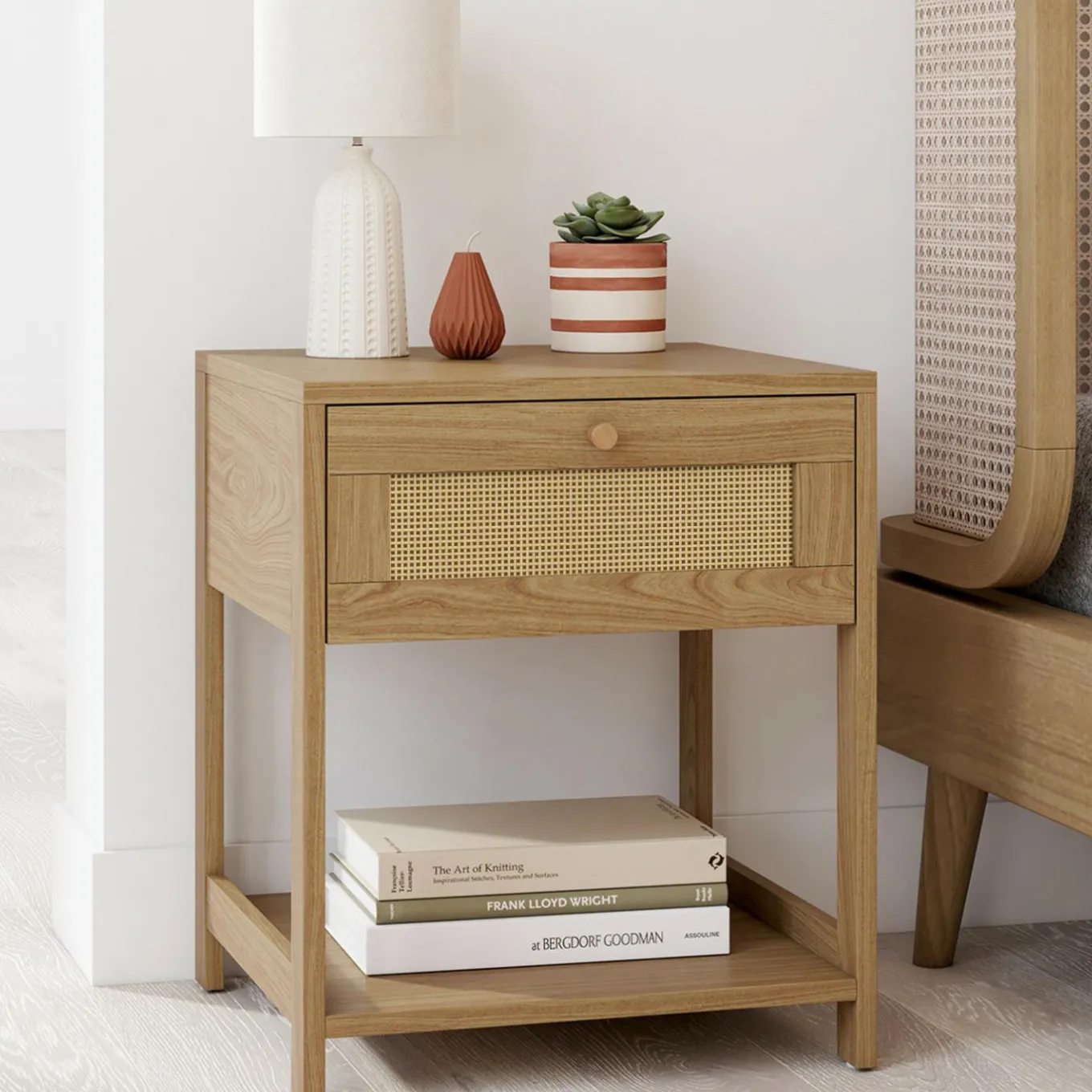 IDMarket Tables de chevet vintage imitation cannage* Meubles Tiroirs|Meubles Bas