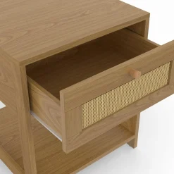 IDMarket Tables de chevet vintage imitation cannage* Meubles Tiroirs|Meubles Bas