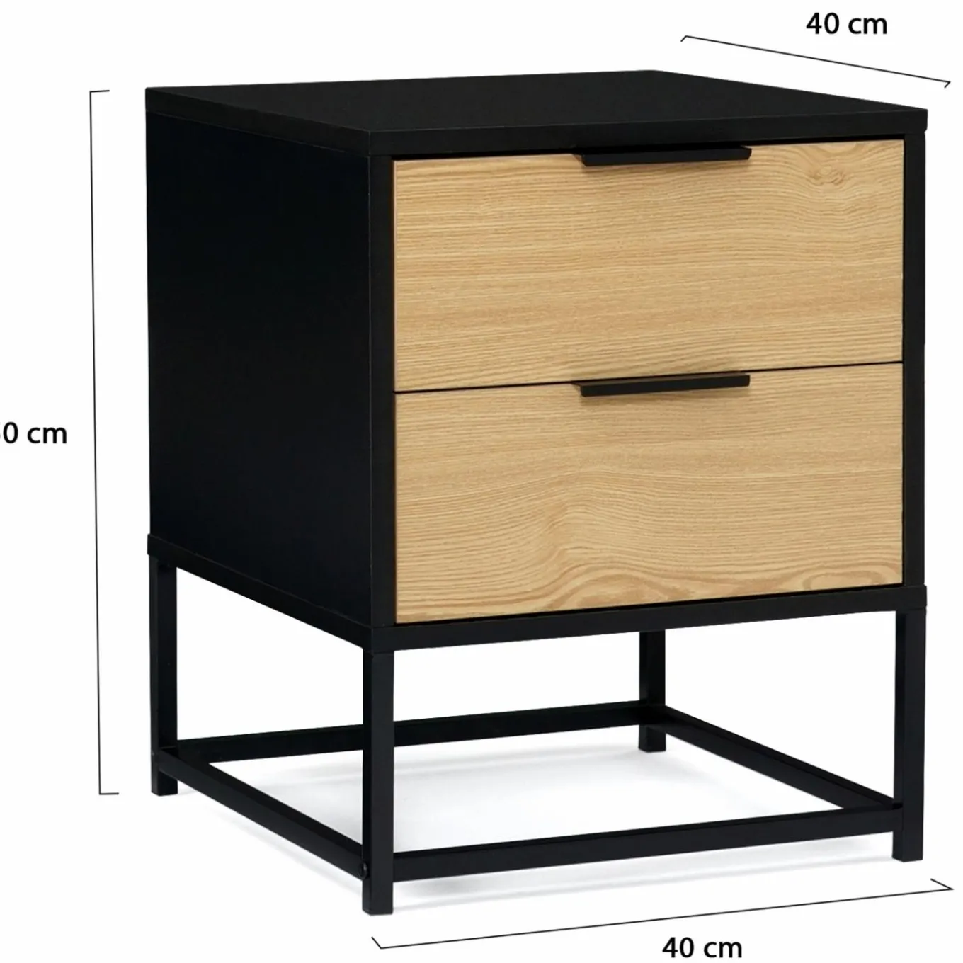 IDMarket Tables de chevets noir et bois industrielles* Meubles Tiroirs|Meubles Bas