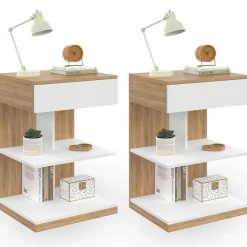 IDMarket Tables de nuit avec un tiroir et deux étagères* Collection Contemporaine|Collection Moderne