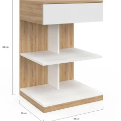 IDMarket Tables de nuit avec un tiroir et deux étagères* Collection Contemporaine|Collection Moderne