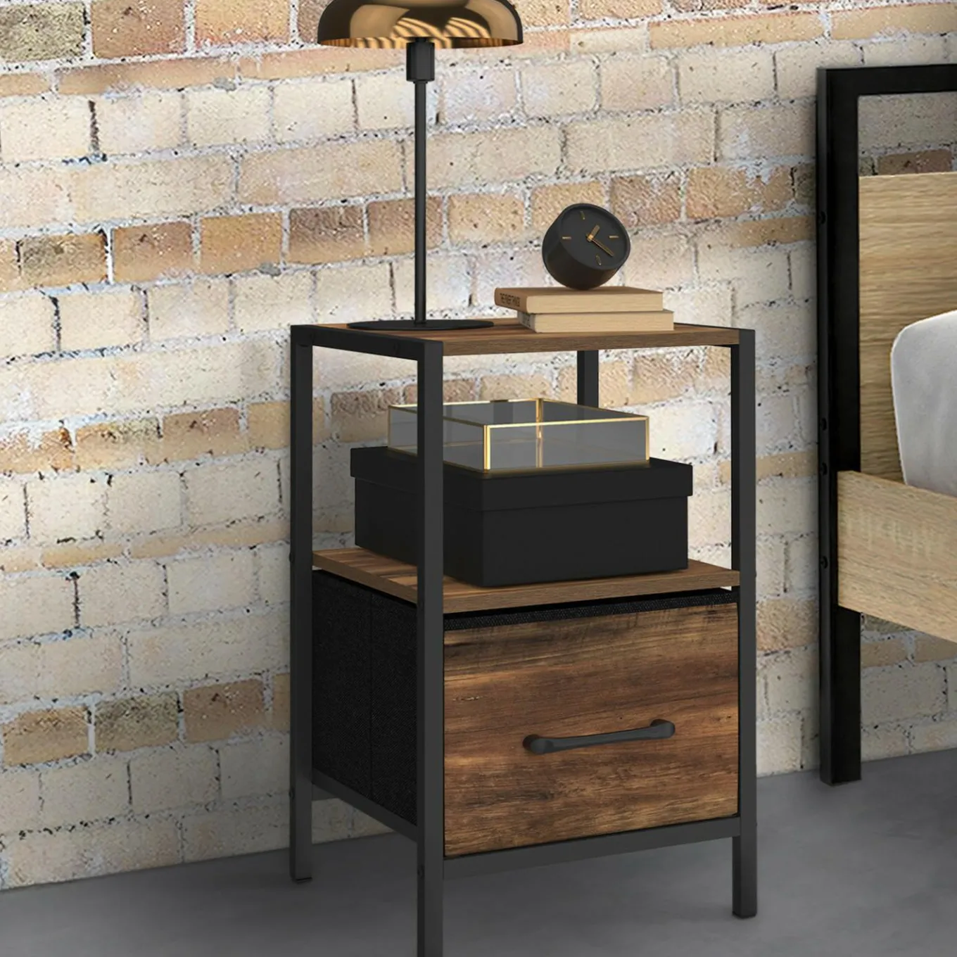 IDMarket Tables de nuit effet bois vieilli* Meubles Tiroirs|Meubles Bas