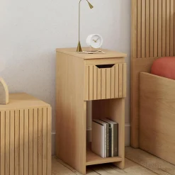 IDMarket Tables de nuit effet lattes et bois* Collection Contemporaine|Chambre Complète Adulte