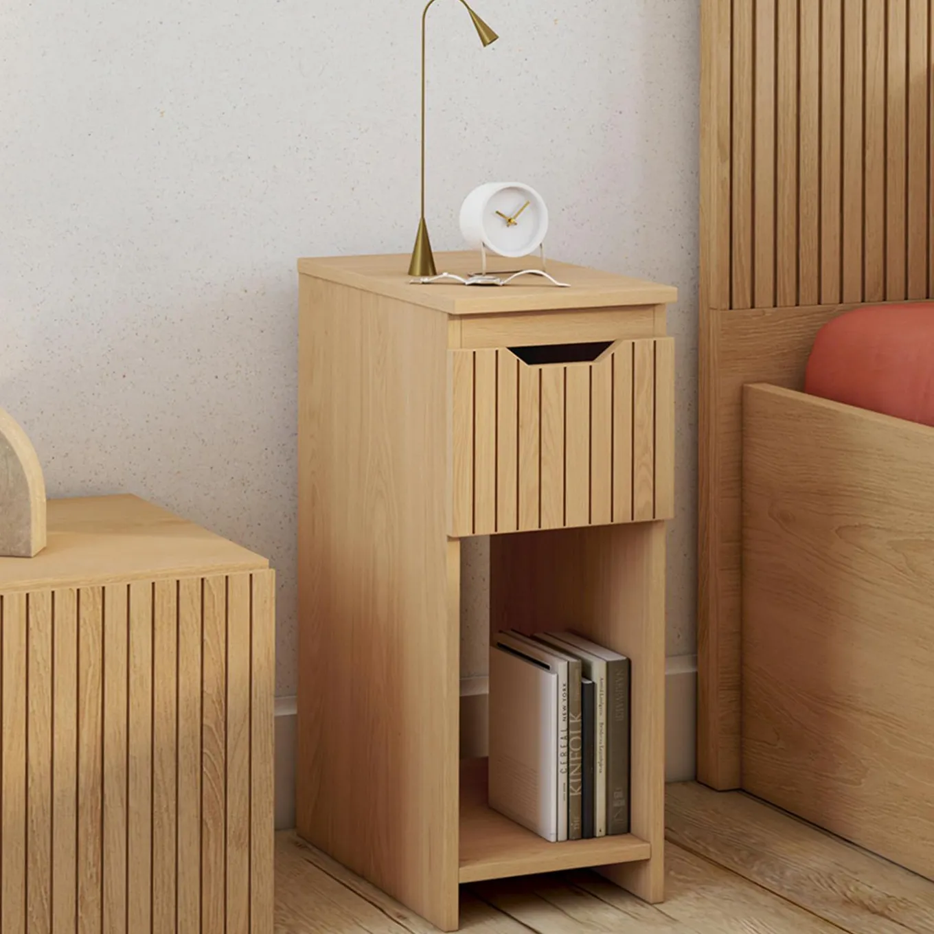 IDMarket Tables de nuit effet lattes et bois* Collection Contemporaine|Chambre Complète Adulte