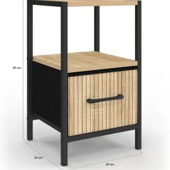 IDMarket Tables de nuit effet lattes* Meubles Tiroirs|Meubles Bas