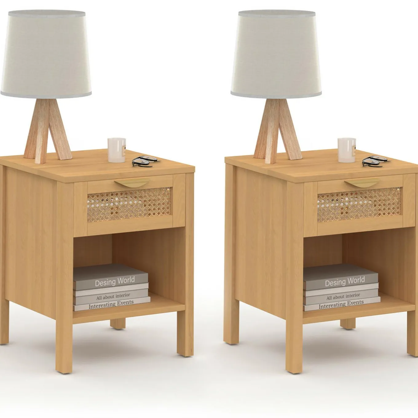 IDMarket Tables de nuit en bois clair avec un tiroir et une niche* Meubles Tiroirs|Meubles Bas