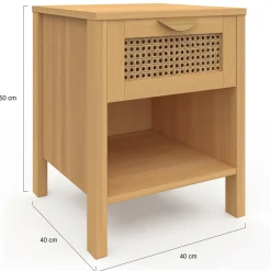 IDMarket Tables de nuit en bois clair avec un tiroir et une niche* Meubles Tiroirs|Meubles Bas