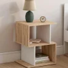 IDMarket Tables de nuit en forme de S effet hêtre et blanc* Collection Moderne|Chambre Complète Adulte