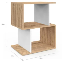 IDMarket Tables de nuit en forme de S effet hêtre et blanc* Collection Moderne|Chambre Complète Adulte