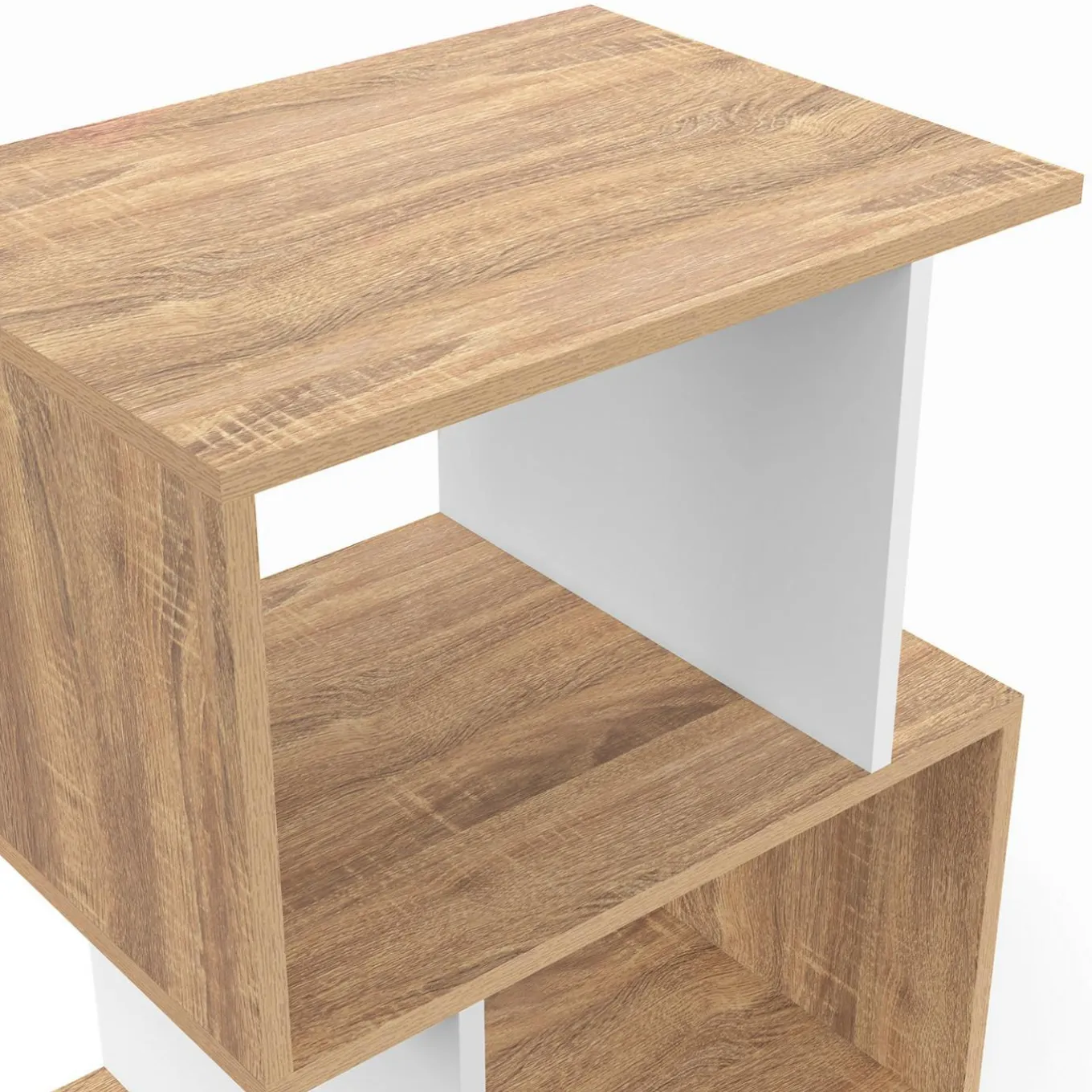 IDMarket Tables de nuit en forme de S effet hêtre et blanc* Collection Moderne|Chambre Complète Adulte