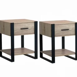 IDMarket Tables de nuit industrielles bois et noir 1 tiroir* Meubles Bas|Meubles En Bois