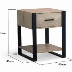IDMarket Tables de nuit industrielles bois et noir 1 tiroir* Meubles Bas|Meubles En Bois