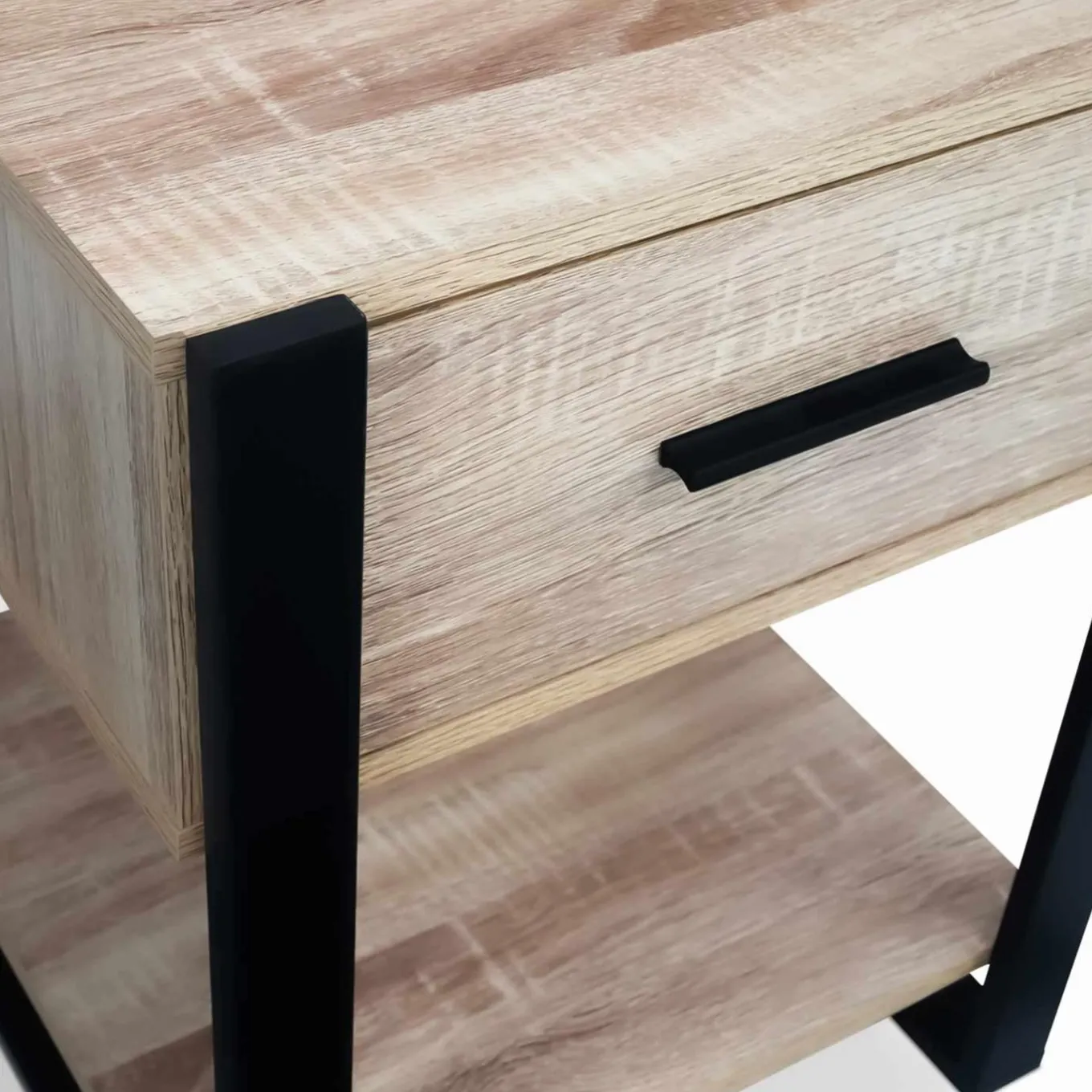IDMarket Tables de nuit industrielles bois et noir 1 tiroir* Meubles Bas|Meubles En Bois