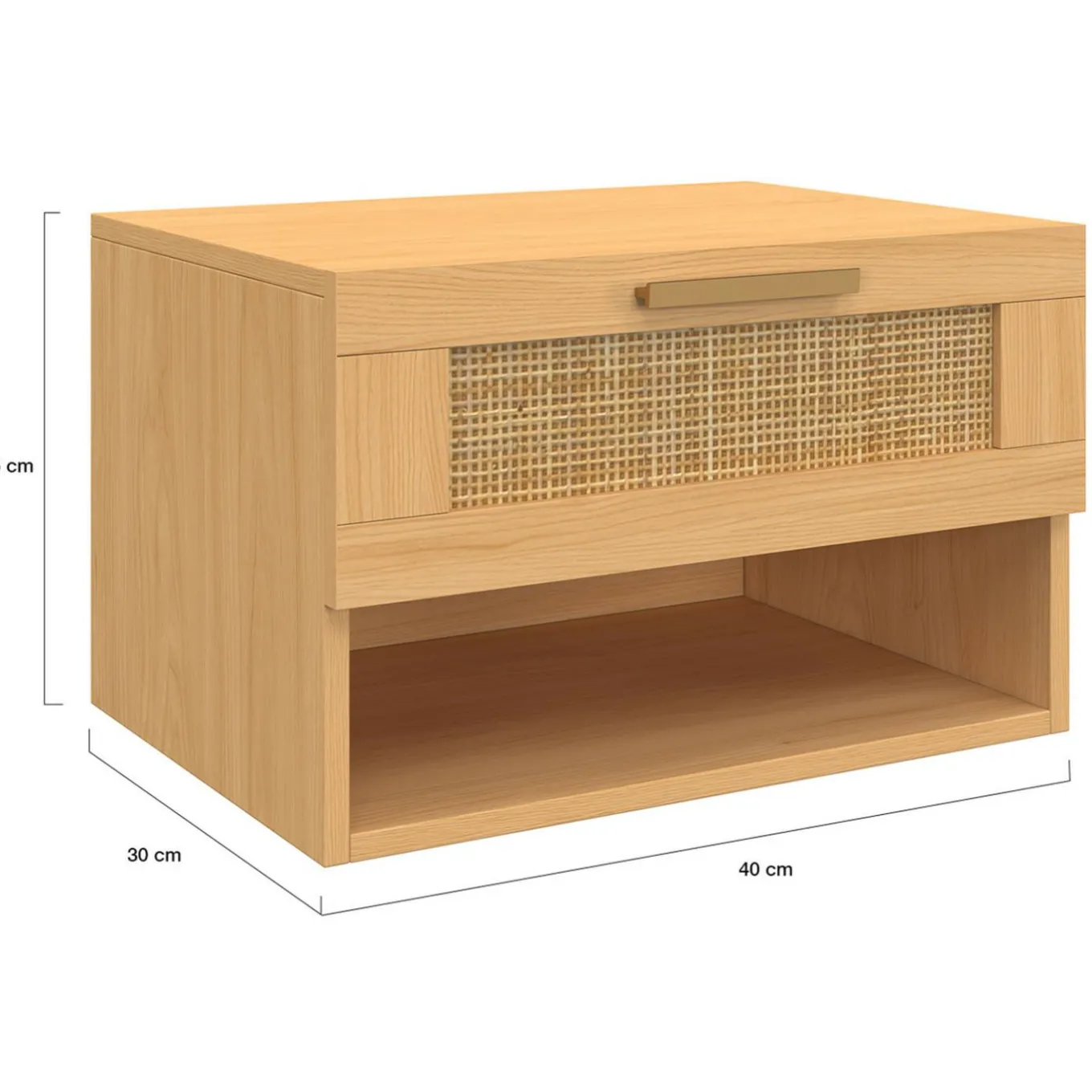 IDMarket Tables de nuit murales cannage et bois* Collection Cannage|Chambre Complète Adulte