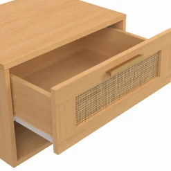 IDMarket Tables de nuit murales cannage et bois* Collection Cannage|Chambre Complète Adulte