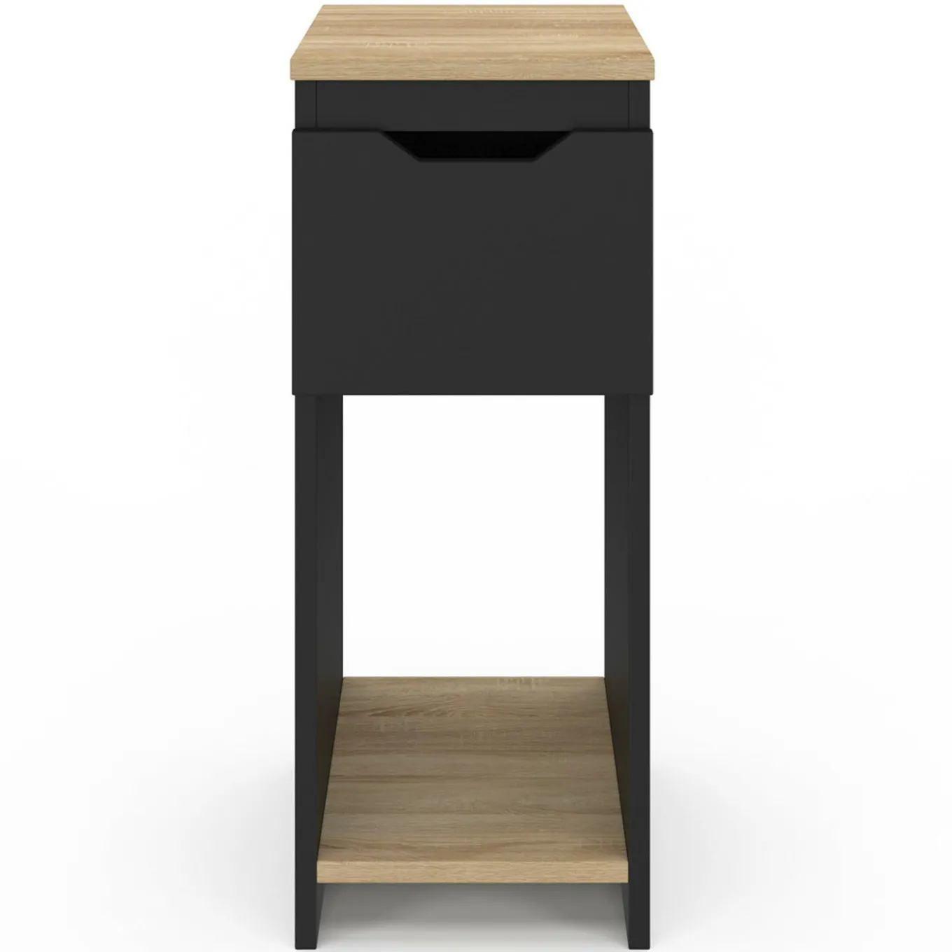 IDMarket Tables de nuit noir et bois avec 1 tiroir* Collection Contemporaine|Chambre Complète Adulte