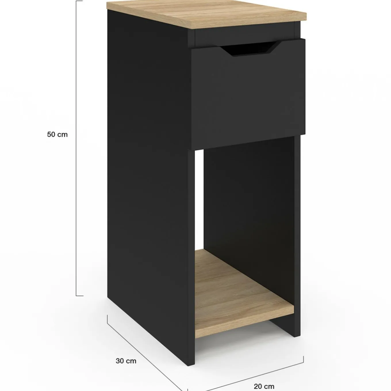 IDMarket Tables de nuit noir et bois avec 1 tiroir* Collection Contemporaine|Chambre Complète Adulte