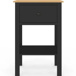 IDMarket Tables de nuit noire et bois avec tiroir et tablette* Collection Moderne|Chambre Complète Adulte