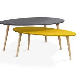 IDMarket Tables de salon gigognes laquées jaune et grise* Collection Scandinave|Tables Basses