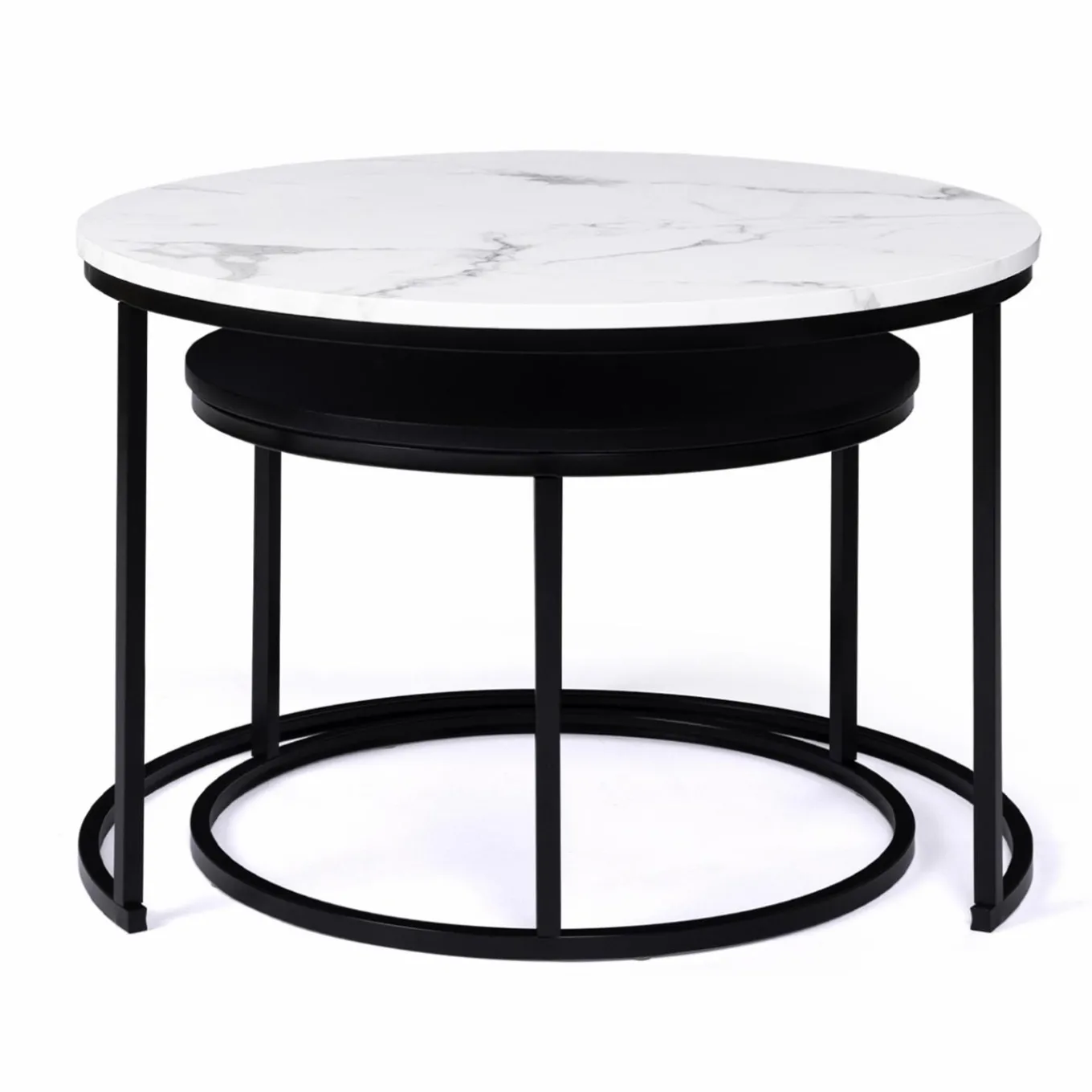 IDMarket Tables gigognes rondes effet marbre et bois noir* Collection Design|Collection Moderne
