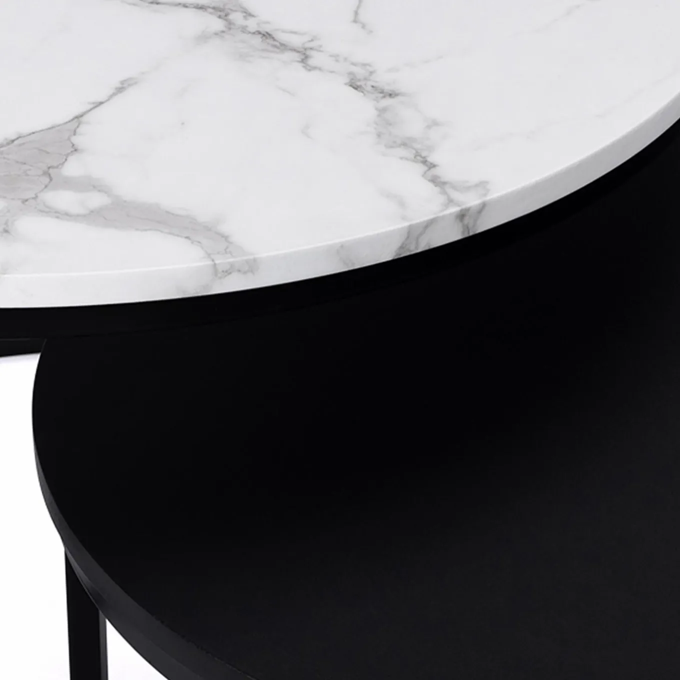 IDMarket Tables gigognes rondes effet marbre et bois noir* Collection Design|Collection Moderne