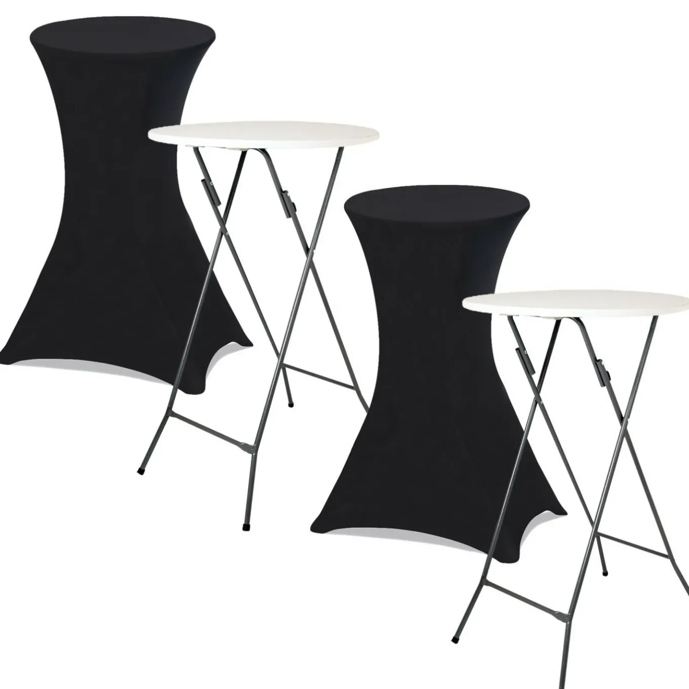IDMarket Tables hautes pliantes d’extérieur + housses noires* Mobilier Pliant D'Appoint