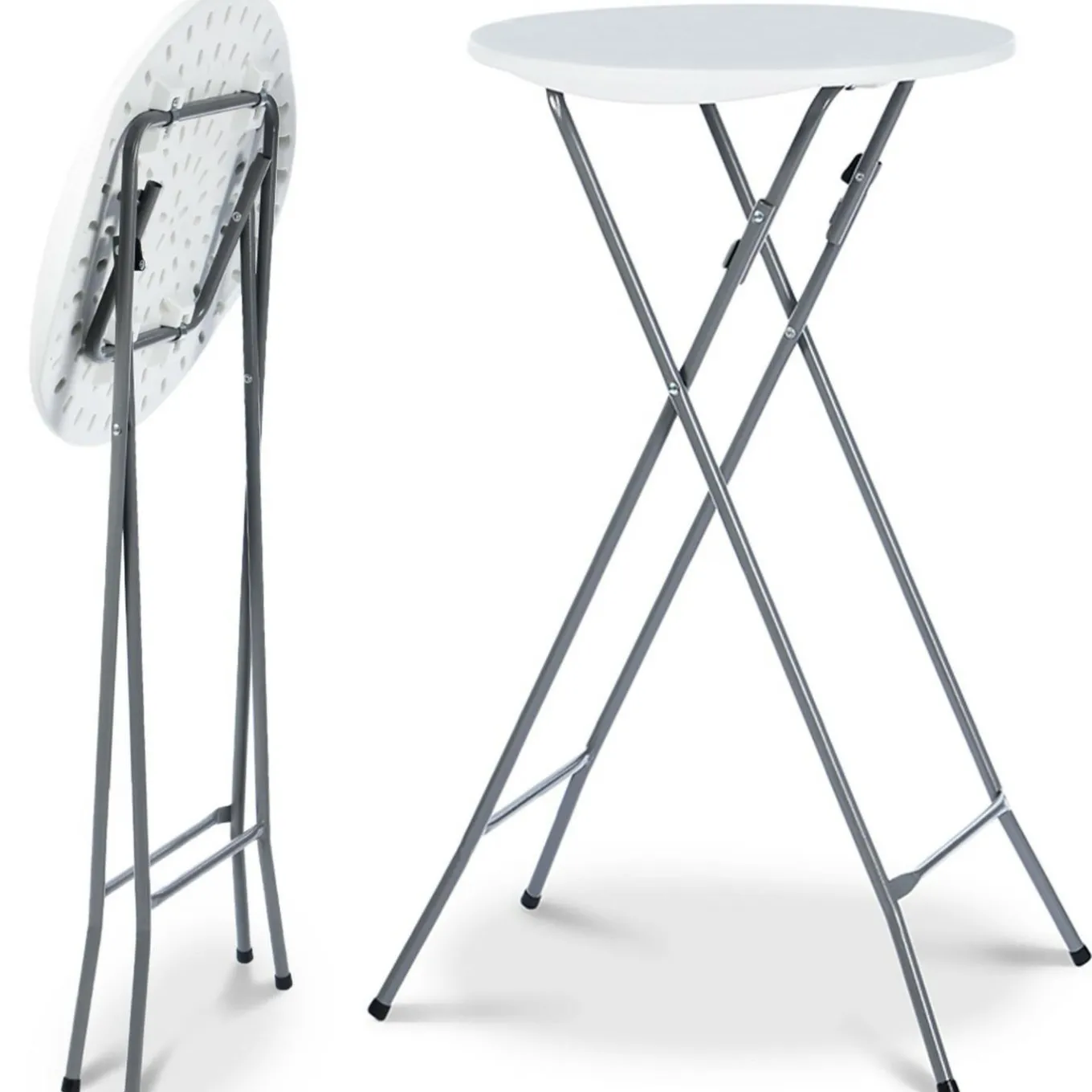 IDMarket Tables hautes pliantes d’extérieur + housses noires* Mobilier Pliant D'Appoint