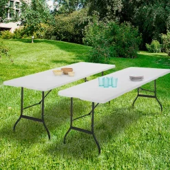 IDMarket Tables pliantes d'extérieur 180 cm blanche* Mobilier Pliant D'Appoint
