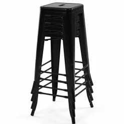 IDMarket Tabouret style industriel noir mat x4* Collection Métal|Collection Industrielle
