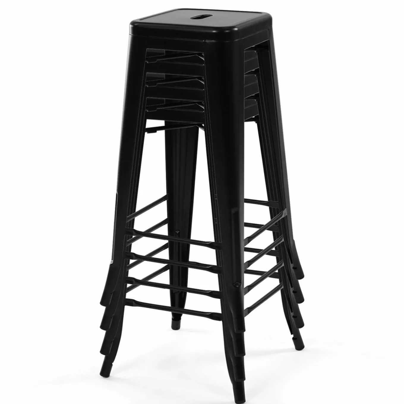 IDMarket Tabouret style industriel noir mat x4* Collection Métal|Collection Industrielle
