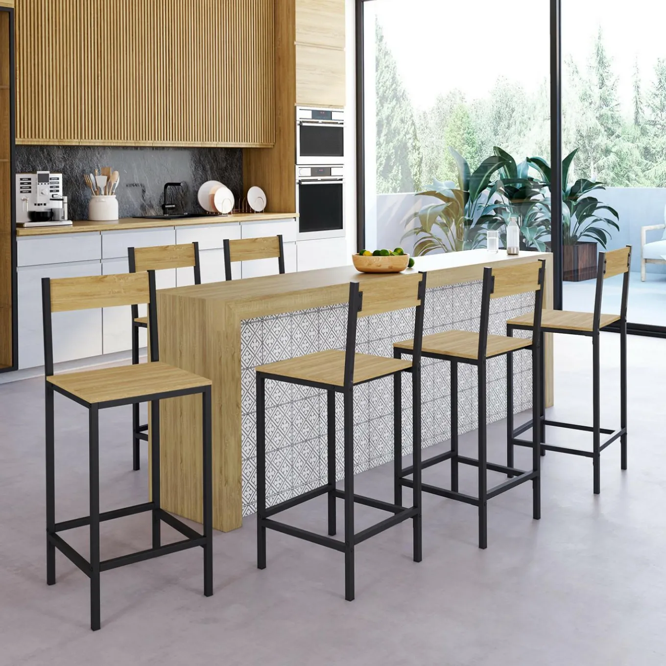 IDMarket Tabourets de bar avec dossier design industriel* Collection Industrielle|Tabourets De Bar