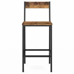 IDMarket Tabourets de bar avec dossier style industriel bois foncé et noir* Collection Vintage|Cuisine Complète