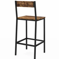 IDMarket Tabourets de bar avec dossier style industriel bois foncé et noir* Collection Vintage|Cuisine Complète