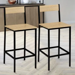 IDMarket Tabourets de bar avec dossier chaise de cuisine style industriel* Tabourets De Bar|Chaises De Bar
