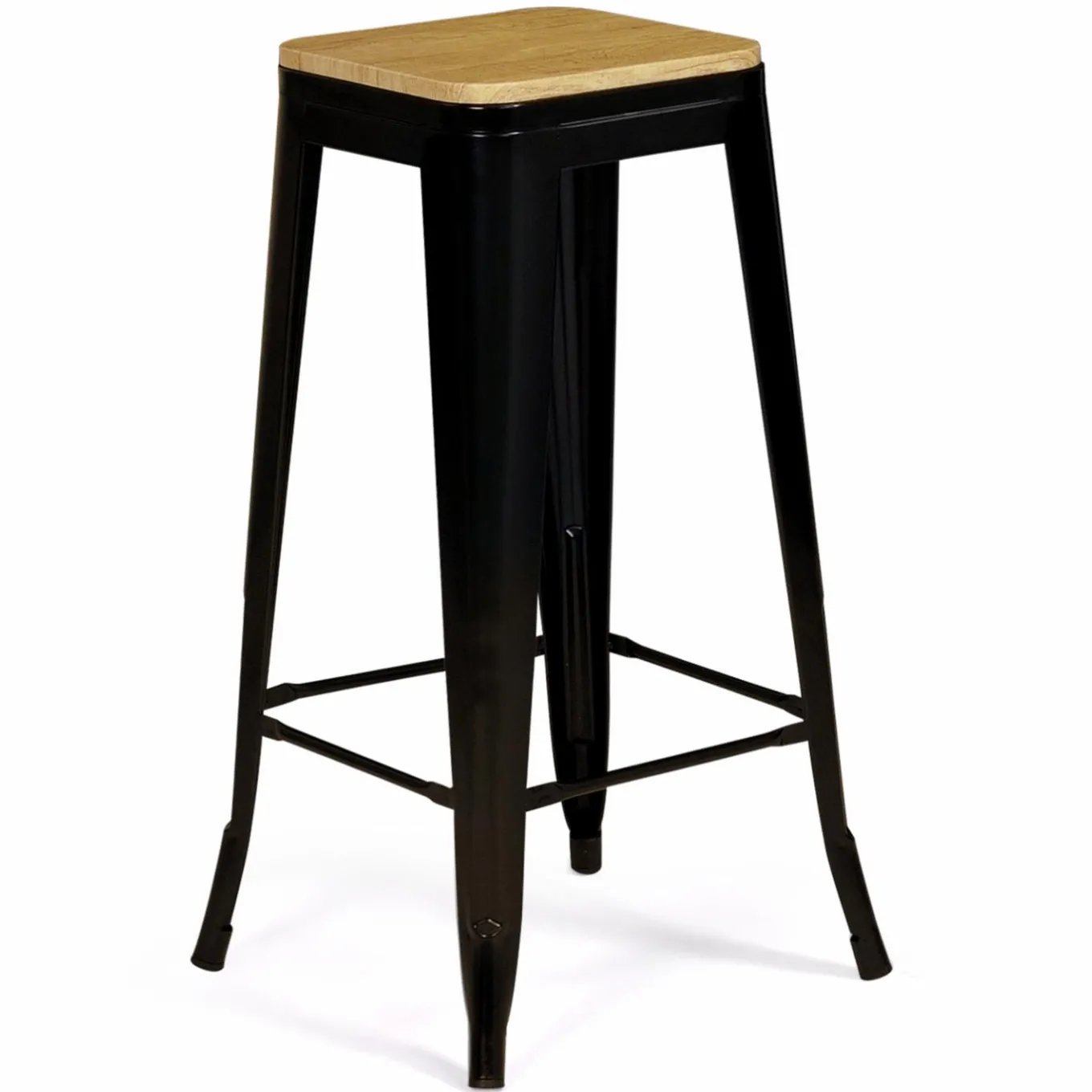 IDMarket Tabourets de bar bois et métal noir empilables x4* Collection Métal|Collection Industrielle