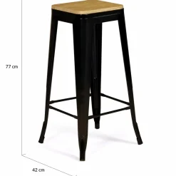 IDMarket Tabourets de bar bois et métal noir empilables x4* Collection Métal|Collection Industrielle