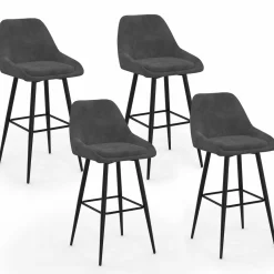 IDMarket Tabourets de bar confortables en velours gris foncé avec accoudoirs* Collection Vintage|Tabourets De Bar