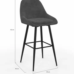 IDMarket Tabourets de bar confortables en velours gris foncé avec accoudoirs* Collection Vintage|Tabourets De Bar