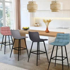 IDMarket Tabourets de bar en velours multicolore* Collection Vintage|Tabourets De Bar