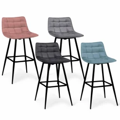 IDMarket Tabourets de bar en velours multicolore* Collection Vintage|Tabourets De Bar