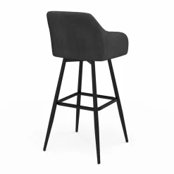IDMarket Tabourets de bar en velours gris foncé avec accoudoirs : lot de 2* Collection Vintage|Chaises De Bar