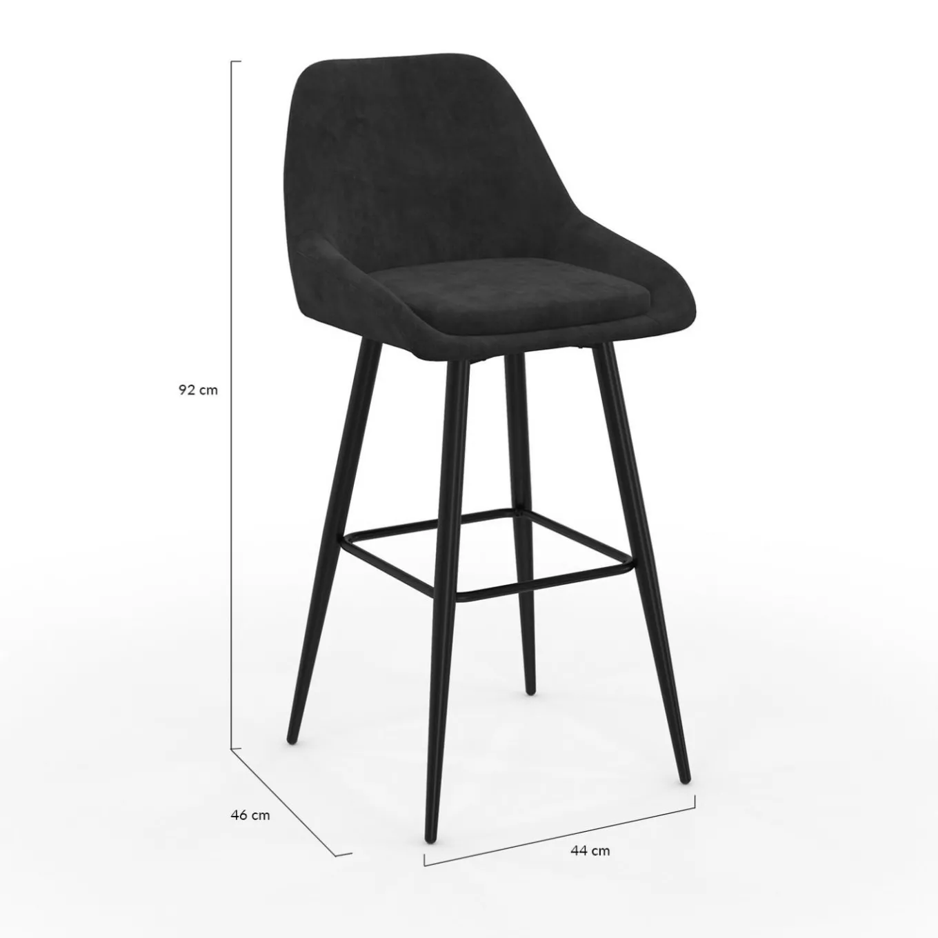 IDMarket Tabourets de bar en velours noir* Tabourets De Bar|Chaises De Bar