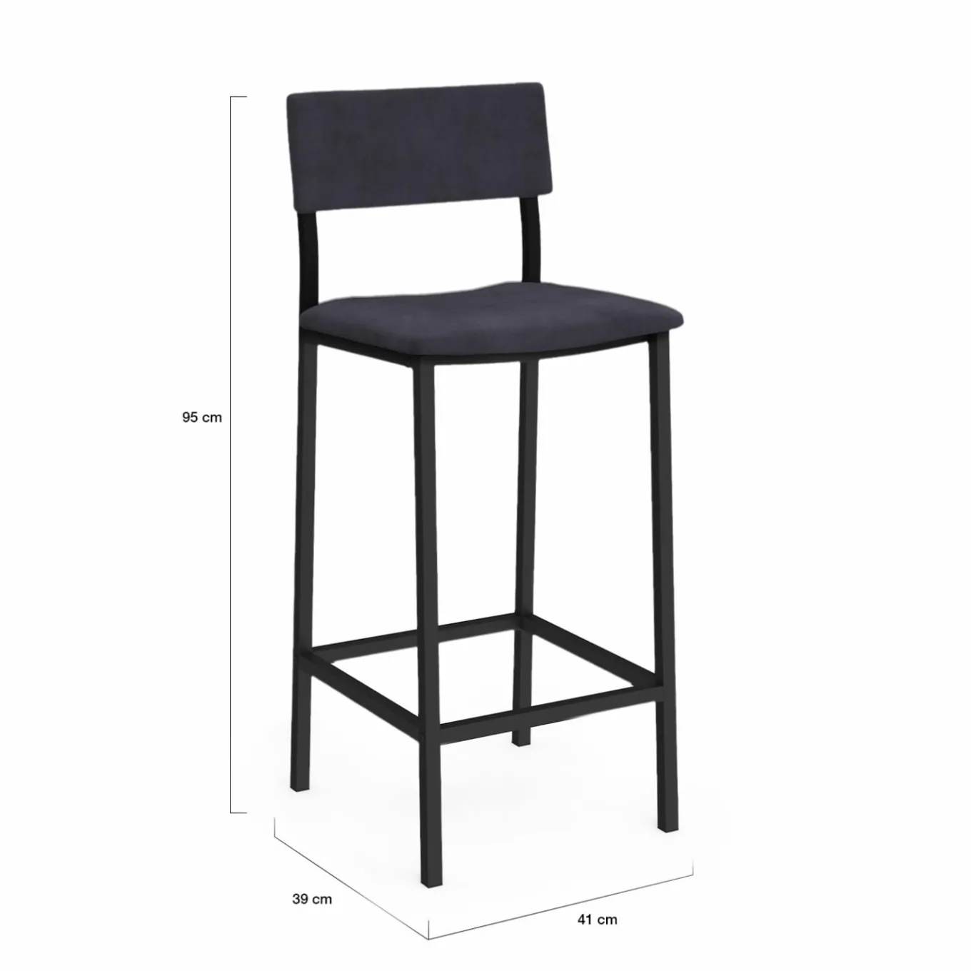 IDMarket Tabourets de bar en velours et métal gris anthracite : lot de 4* Tabourets De Bar