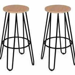 IDMarket Tabourets de bar industriel bois et métal* Collection Industrielle|Tabourets De Bar