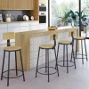 IDMarket Tabourets de bar industriel avec dossier bois et métal noir* Collection Industrielle|Tabourets De Bar