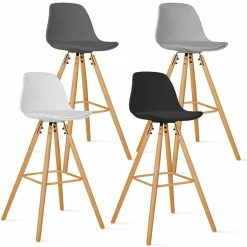 IDMarket Tabourets de bar mix color gris, blanc et noir : lot de 4* Collection Scandinave|Tabourets De Bar