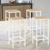 IDMarket Tabourets de bar métal blanc et bois style industriel* Tabourets De Bar|Collection Industrielle
