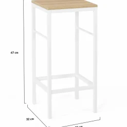 IDMarket Tabourets de bar métal blanc et bois style industriel* Tabourets De Bar|Collection Industrielle