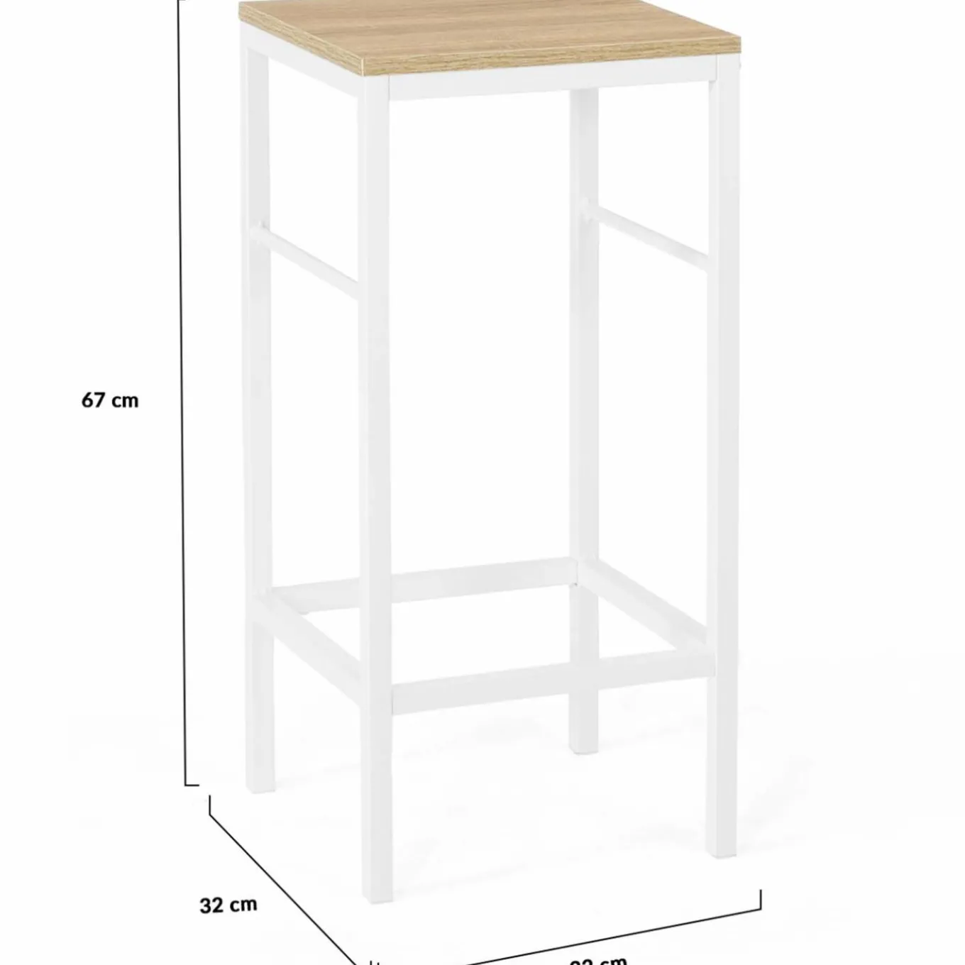 IDMarket Tabourets de bar métal blanc et bois style industriel* Tabourets De Bar|Collection Industrielle