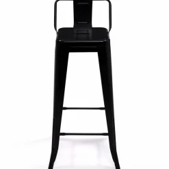 IDMarket Tabourets de bar métal noir avec dossier* Collection Métal|Collection Industrielle